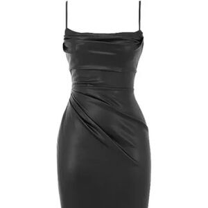 ⭐️ House of CB 'Luanne' Black Vegan Leather Corset Midi Dress